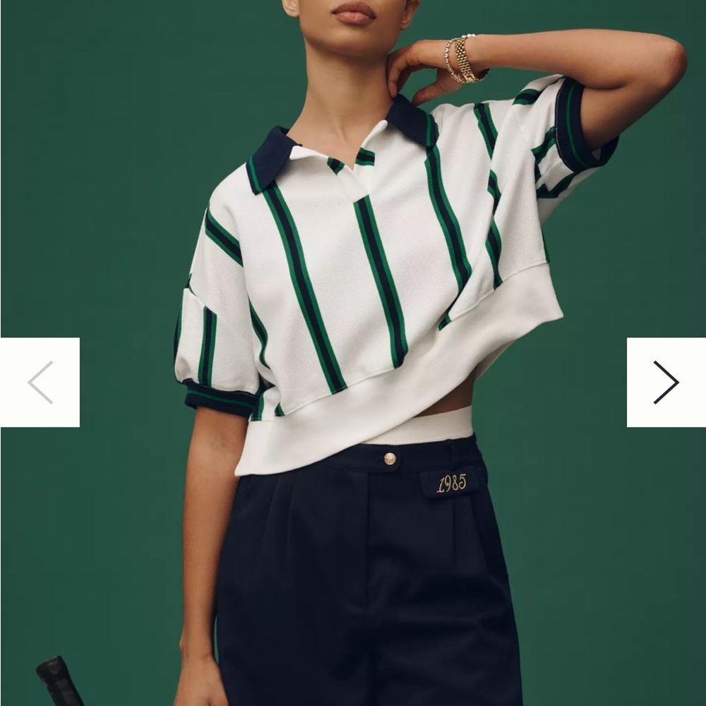 Anthropologie striped Polo Crop Top